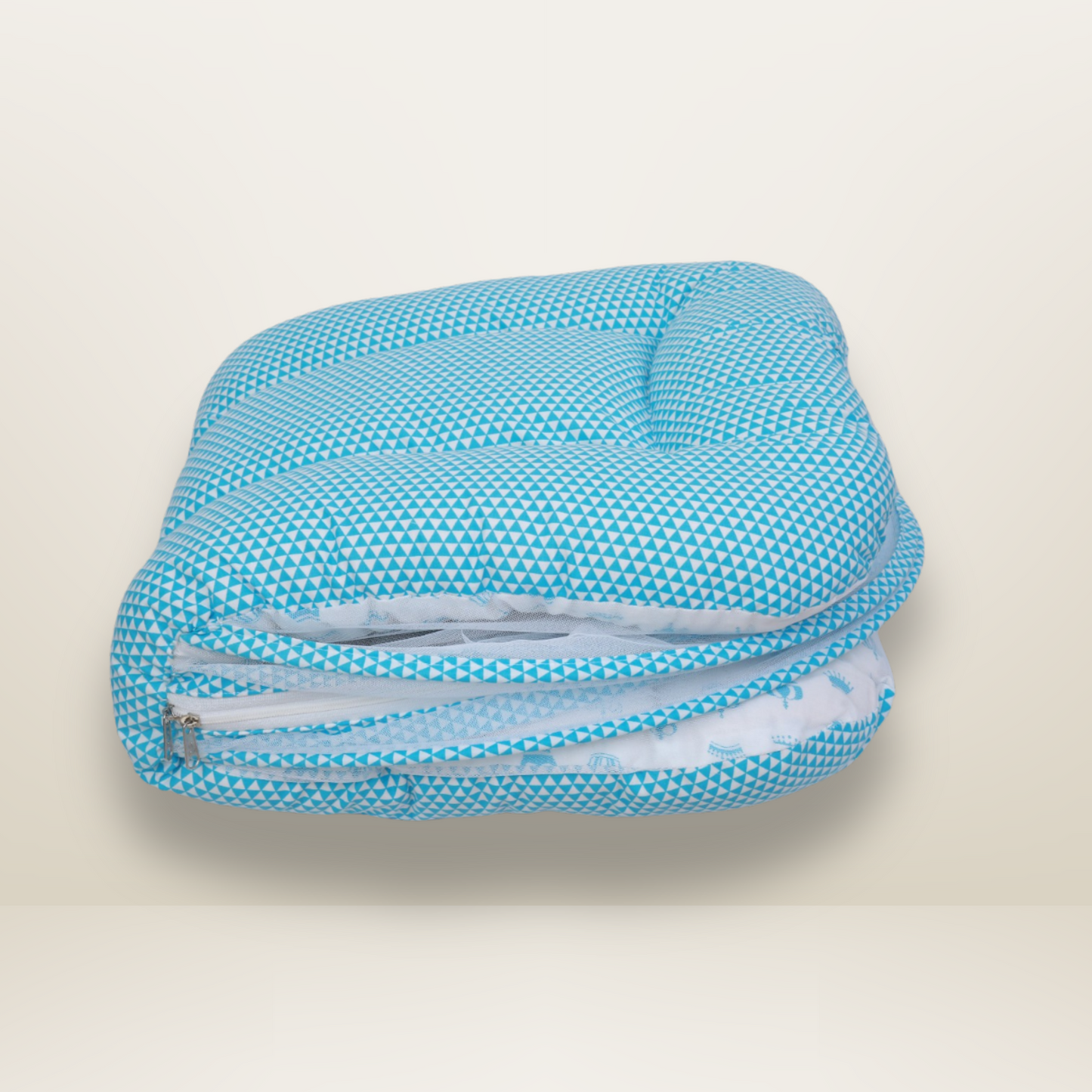 Bundle 4 | Sky Blue | GB Swaddle Bed,GB Comfy Net Bed,GB Baby Organizer and GB Feeding Cushion
