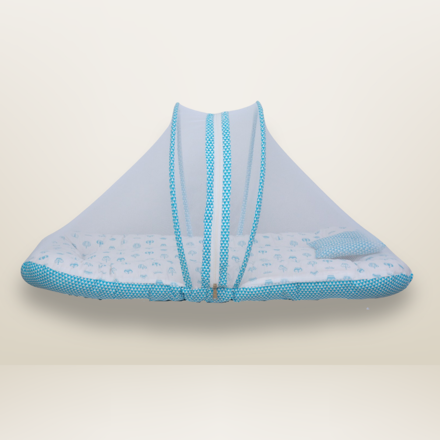 Bundle 4 | Sky Blue | GB Swaddle Bed,GB Comfy Net Bed,GB Baby Organizer and GB Feeding Cushion