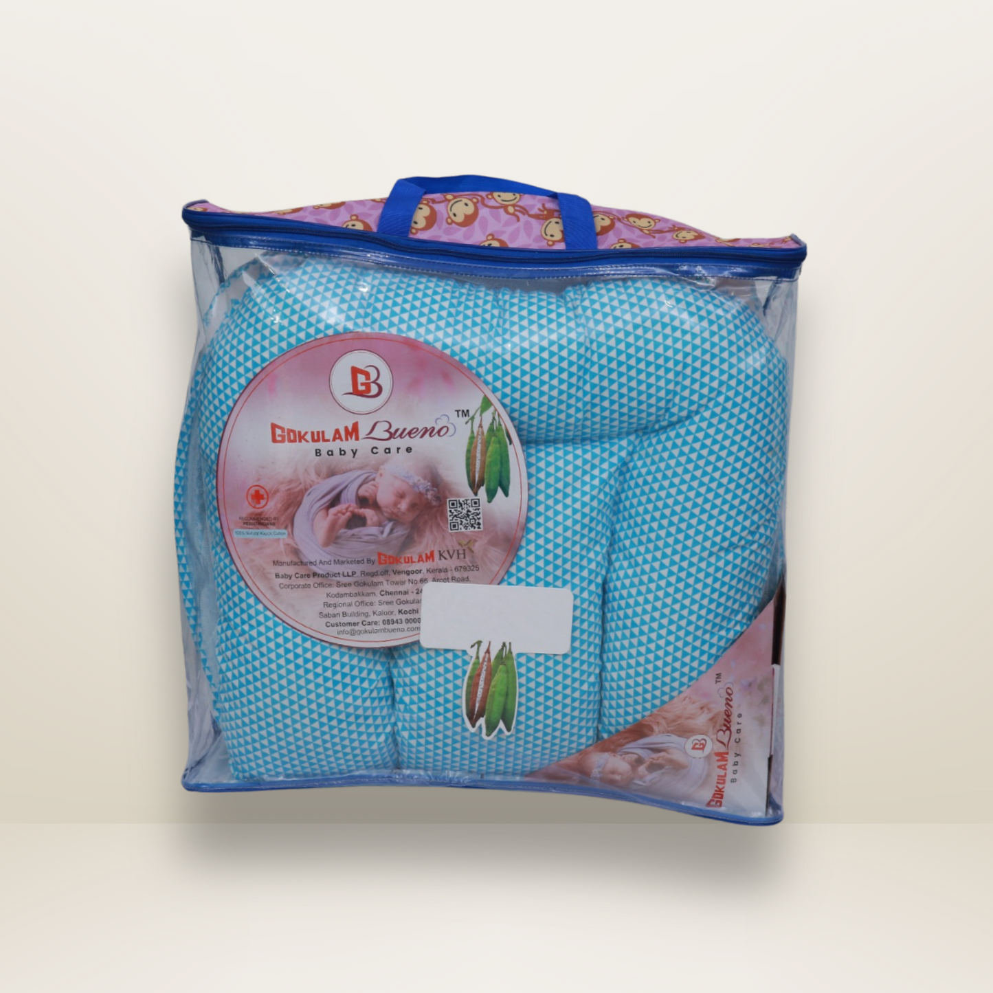 Bundle 4 | Sky Blue | GB Swaddle Bed,GB Comfy Net Bed,GB Baby Organizer and GB Feeding Cushion