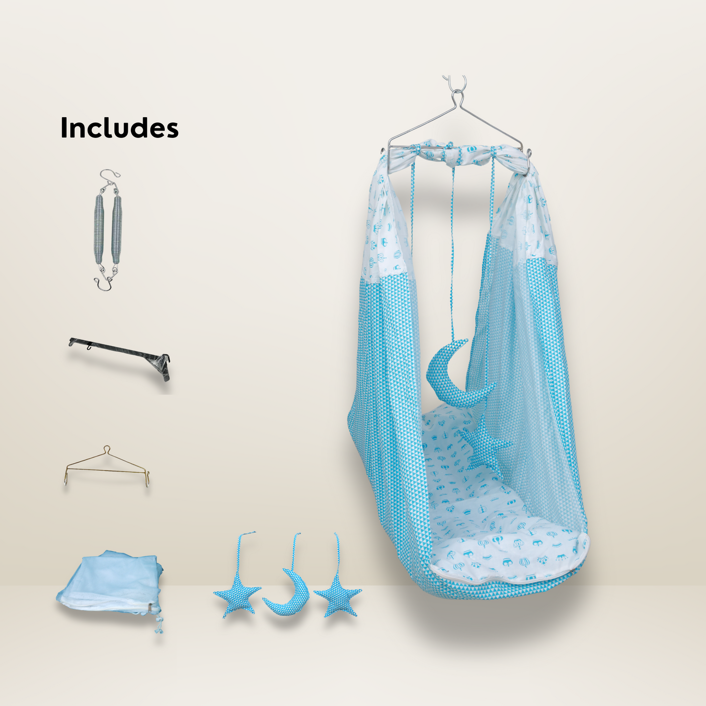 Bundle 5 | Sky Blue | GB Swaddle Bed Luxe,GB Dreamy Net Bed, GB Cocoon Bed Cradle Set and GB Pose Nest Bed