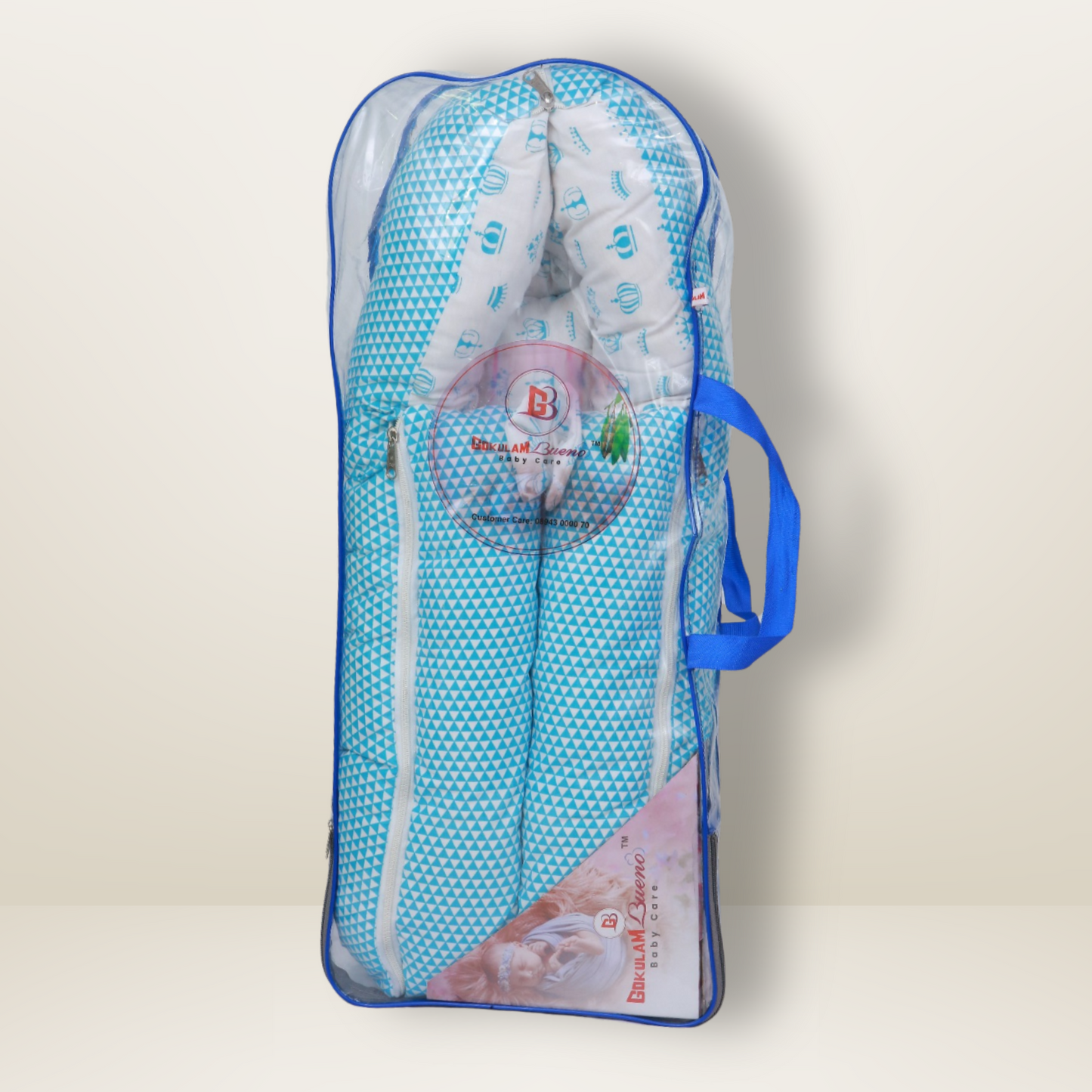 Bundle 4 | Sky Blue | GB Swaddle Bed,GB Comfy Net Bed,GB Baby Organizer and GB Feeding Cushion