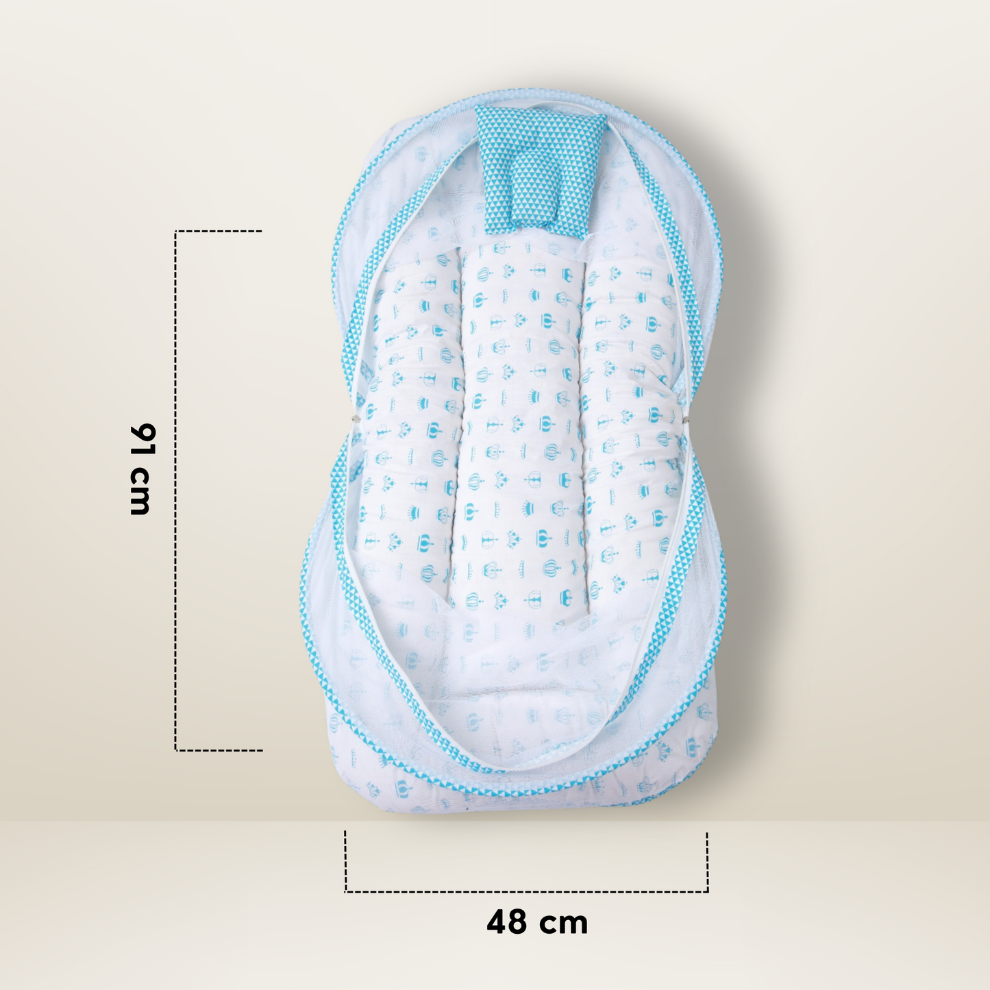 Bundle 4 | Sky Blue | GB Swaddle Bed,GB Comfy Net Bed,GB Baby Organizer and GB Feeding Cushion