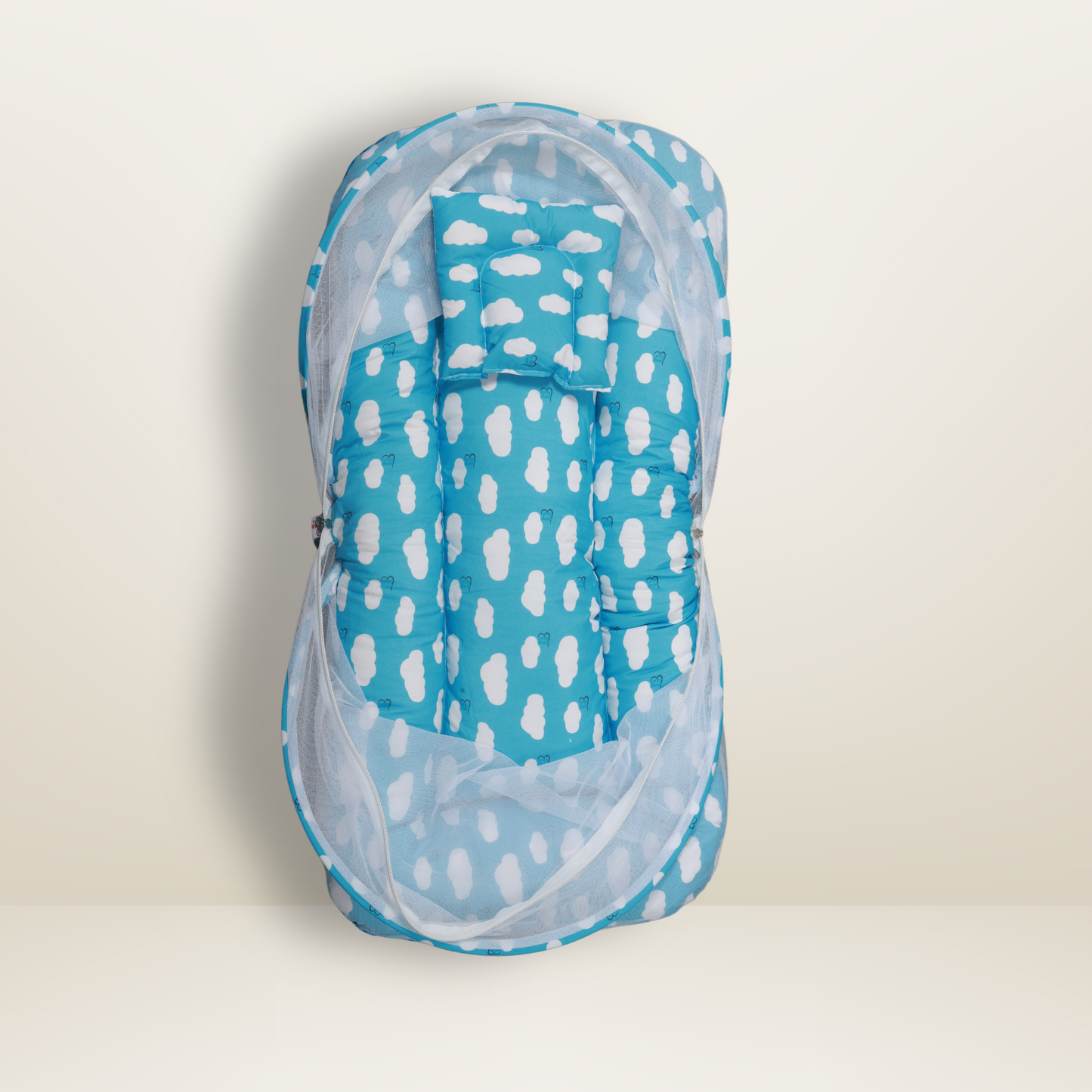 GB Comfy Net Bed | (6-12 Month) | White and Sky Blue