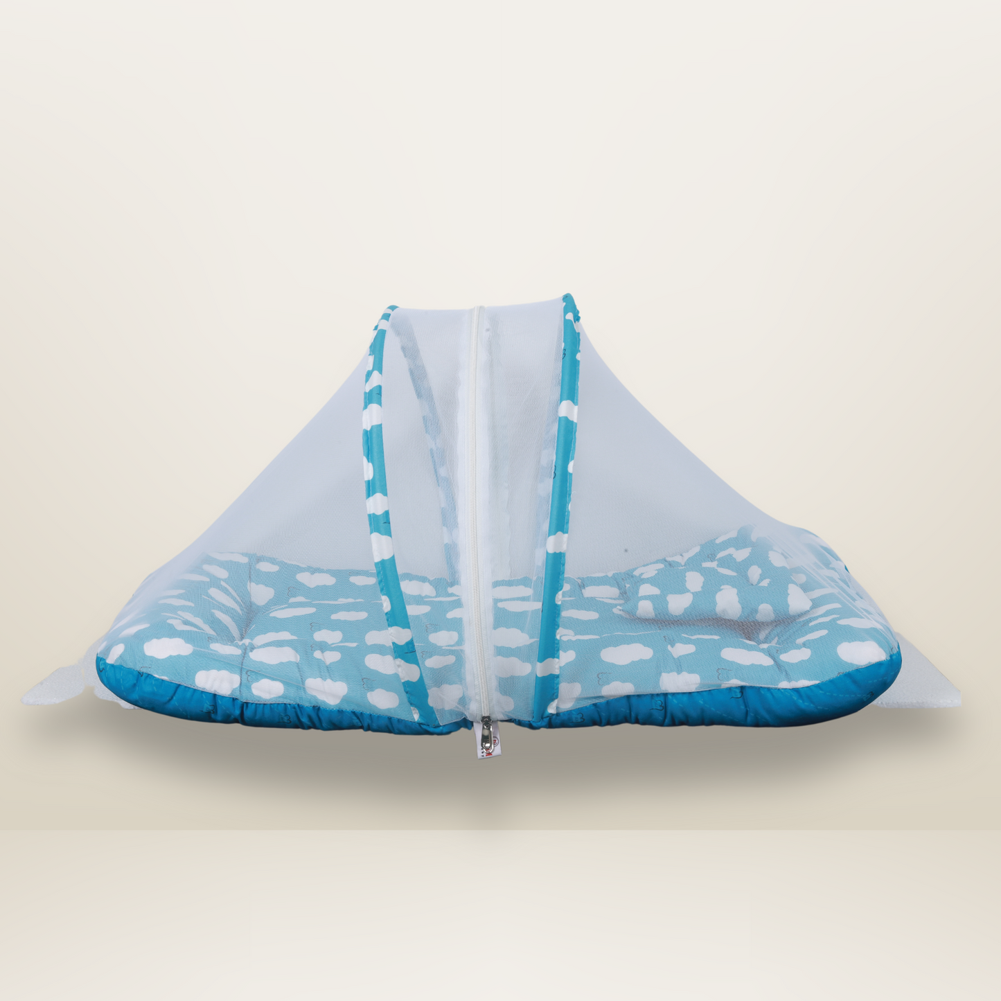 GB Comfy Net Bed | (0-6 Month) | White and Sky Blue