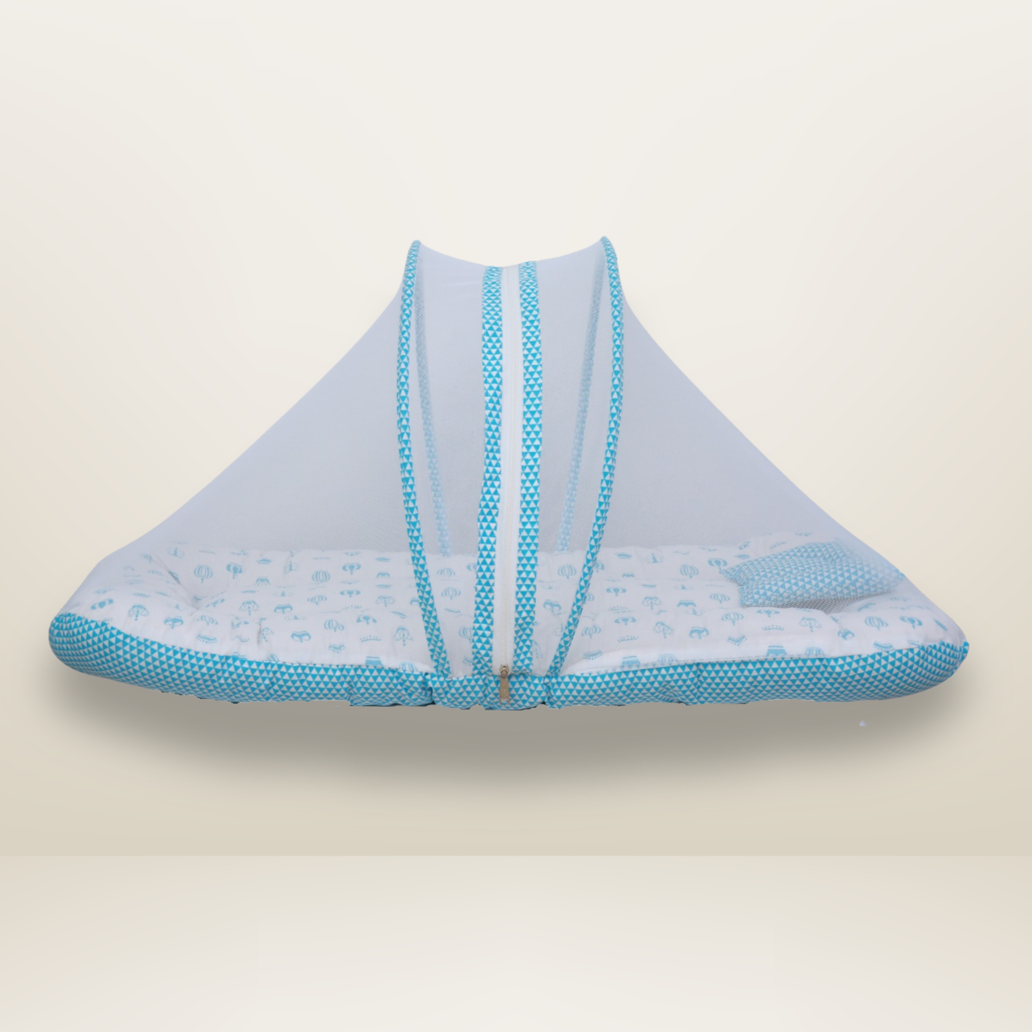Bundle 4 | Sky Blue | GB Swaddle Bed,GB Comfy Net Bed,GB Baby Organizer and GB Feeding Cushion