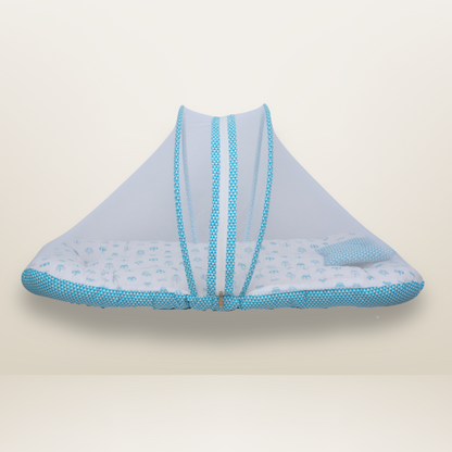 Bundle 4 | Sky Blue | GB Swaddle Bed,GB Comfy Net Bed,GB Baby Organizer and GB Feeding Cushion