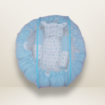Bundle 5 | Sky Blue | GB Swaddle Bed Luxe,GB Dreamy Net Bed, GB Cocoon Bed Cradle Set and GB Pose Nest Bed