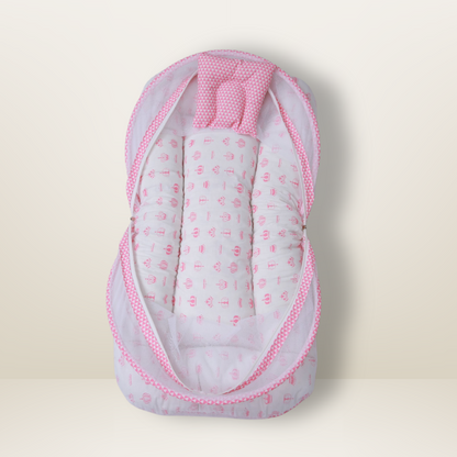 Bundle 4 | Pink | GB Swaddle Bed,GB Comfy Net Bed,GB Baby Organizer and GB Feeding Cushion