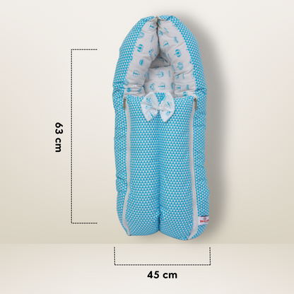 Bundle 4 | Sky Blue | GB Swaddle Bed,GB Comfy Net Bed,GB Baby Organizer and GB Feeding Cushion