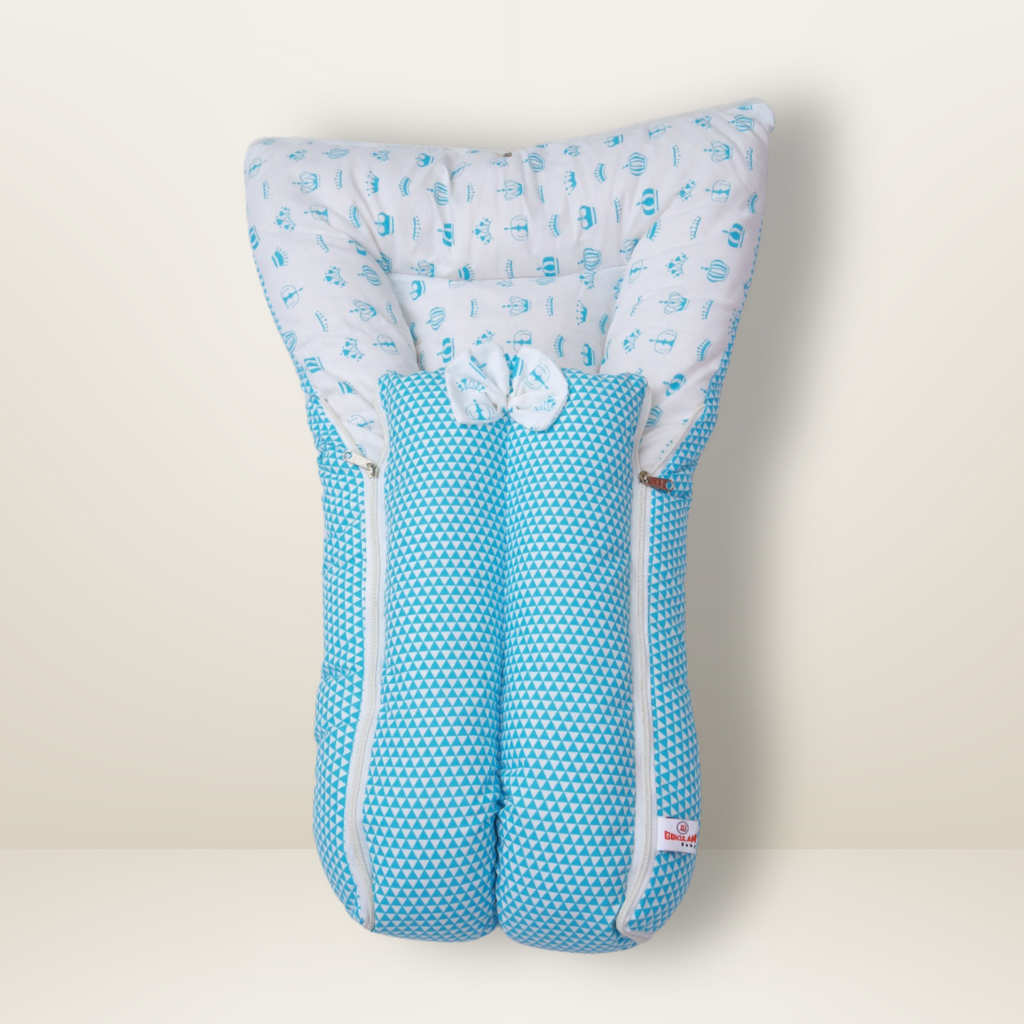 Bundle 4 | Sky Blue | GB Swaddle Bed,GB Comfy Net Bed,GB Baby Organizer and GB Feeding Cushion