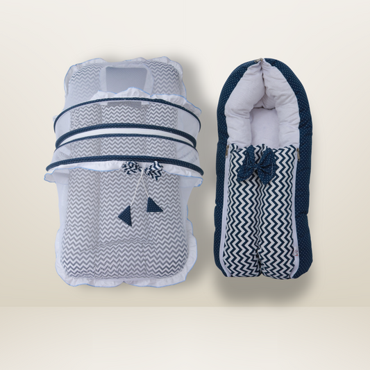 Bundle 2 | Blue | GB Dreamy Net Bed and GB Swaddle Bed Luxe