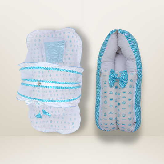 Bundle 2 | Sky Blue | GB Dreamy Net Bed and GB Swaddle Bed Luxe
