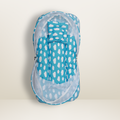 GB Comfy Net Bed | (6-12 Month) | White and Sky Blue