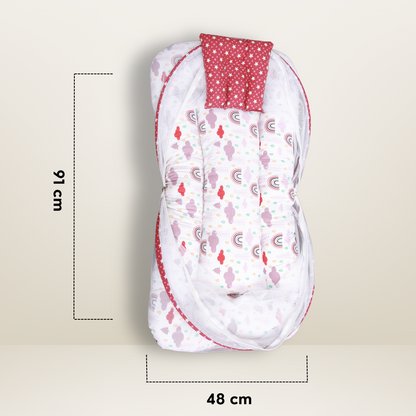GB Comfy Net  Bed | (0-6 Month) | Dark Red