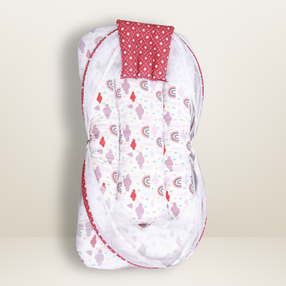 GB Comfy Net  Bed | (0-6 Month) | Dark Red